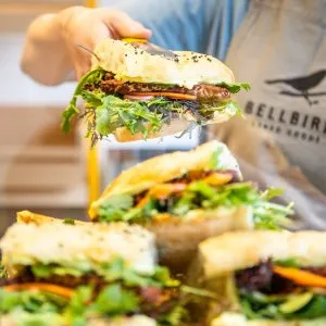 Tempeh sandwiches in cabinet