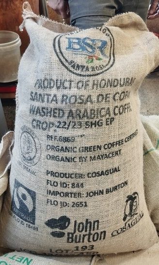 Bag of Fair Trade coffee beans from Honduras Prima Roastery