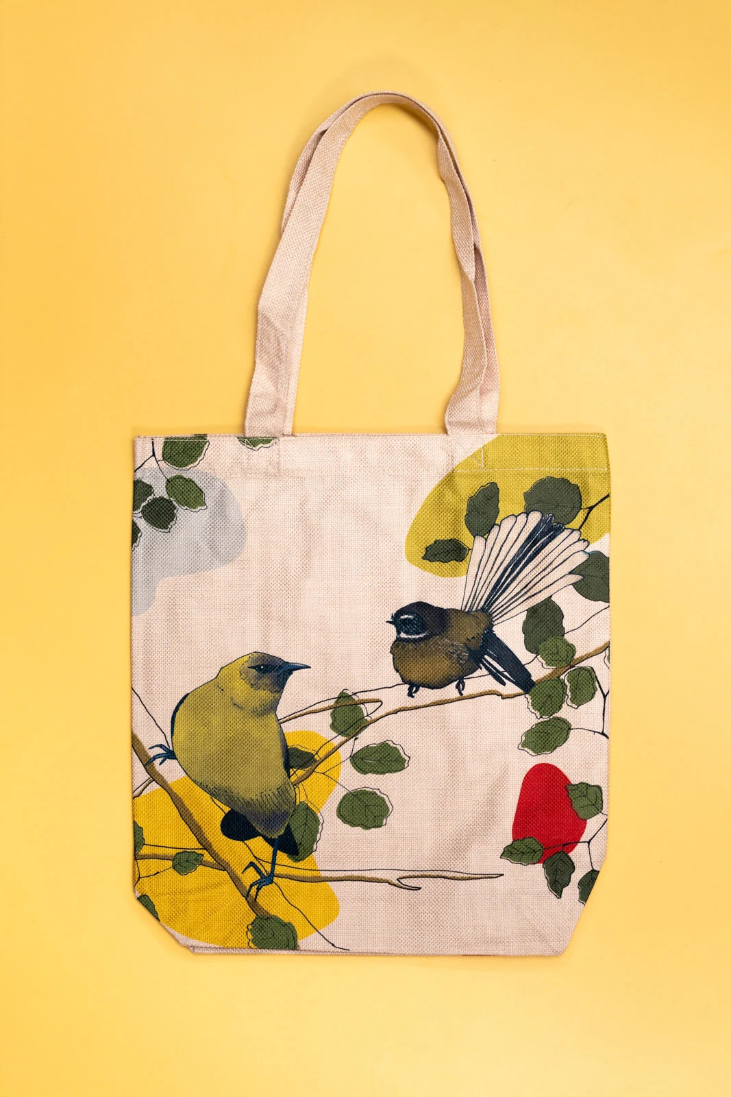Bellbird Bakery Tote Bag on Yellow Background