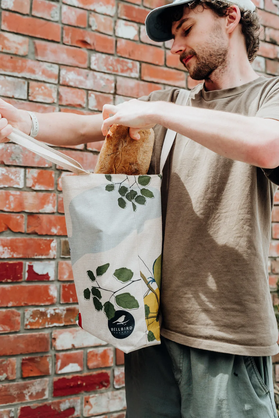 Matt modelling with Bellbird Tote Bag
