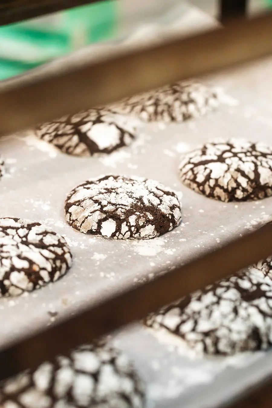 Chocolate Crinkle Cookie on baking tray