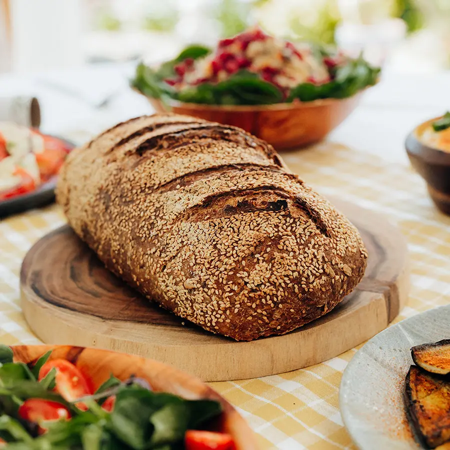 Seeded Sourdough on christmas table
